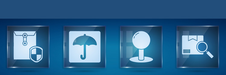 set envelope with shield umbrella push pin vector image