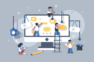 Team of Developers Building App vector image
