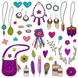 Collection of boho style elements Royalty Free Vector Image