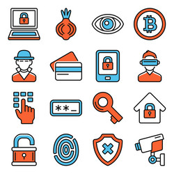 dark deep internet and security icons set vector image