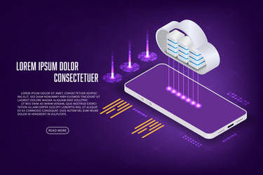 isometric mobile user login security transfer vector