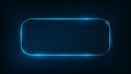 Neon rounded rectangle frame with shining effects vector