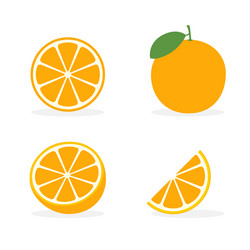 Orange fruit with leaf Royalty Free Vector Image