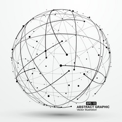 point and curve constructed the sphere wireframe vector image