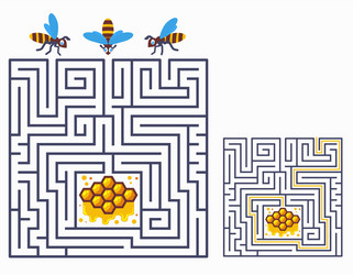square maze labyrinth game for kids find a way vector image