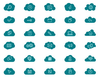 cloud computing linear icons set download upload vector image
