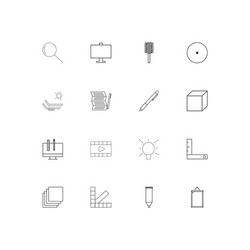 Creative process and design linear thin icons set vector