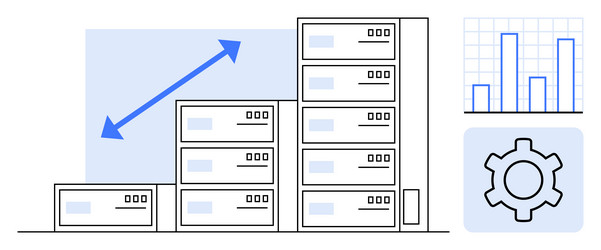 data center growth concept with server stacks vector image