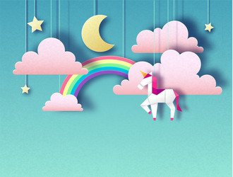 fantasy animal horse unicorn with rainbow vector