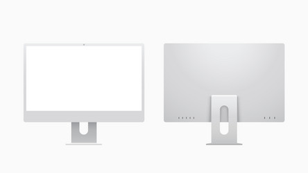 front view gray color desktop computer isolated vector image