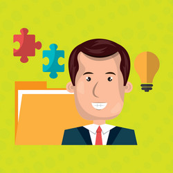 man with files isolated icon design vector image