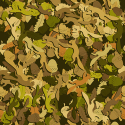 seamless squirrel pattern with acorn nut and oak vector image