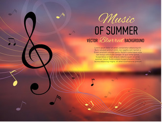 seaside blurred background with music note and key vector image