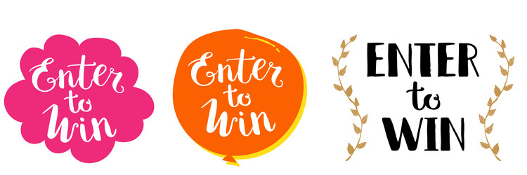 Three enter to win sign set vector