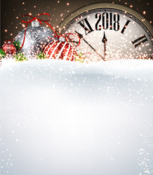 2018 new year background with clock vector image
