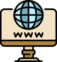 computer domain icon color outline vector image