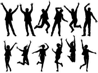 Happy People Silhouettes Vector Image