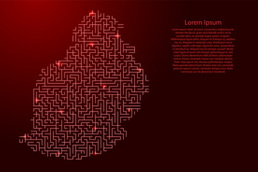Mauritius map from red pattern maze grid vector