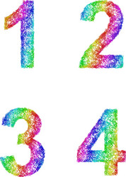 rainbow sketch font set - numbers 1 2 3 4 vector