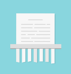 shredding or destroying paper document page via vector image