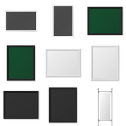 Boards and frames realistic mockup set vector