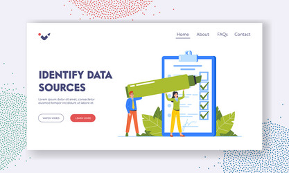 identify data sources landing page template tiny vector image