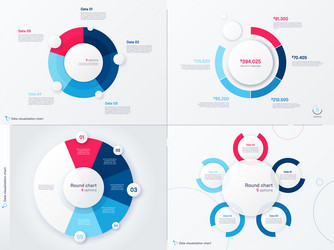 infographic round chart templates five vector