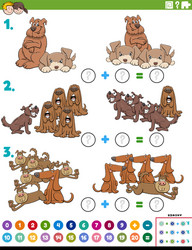 math addition educational task with dog characters vector image