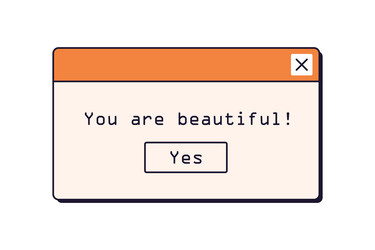 Retro computer dialog window with compliment vector