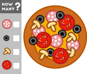 Counting game for children count how many pizza vector