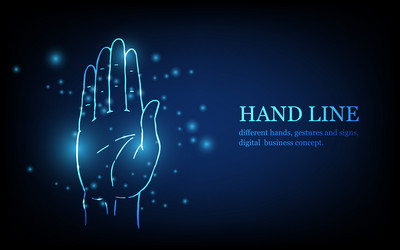 Human hand line different hands gestures vector