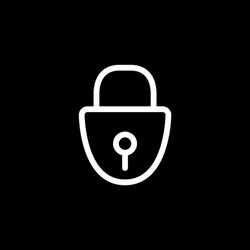 Lock line icon on black background flat vector