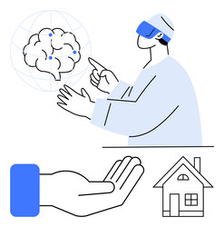 man using vr headset interacting with virtual vector image