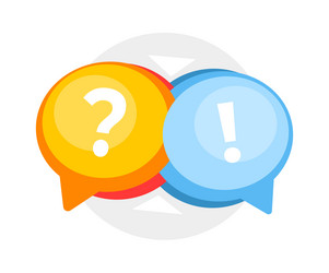 bright speech bubbles with question vector