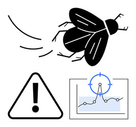 bug problem warning and data analysis vector image