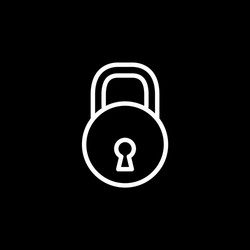 Lock line icon on black background flat vector