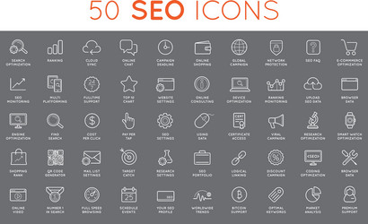 set of seo search engine optimisation elements vector image