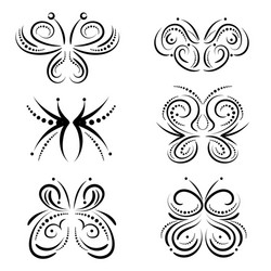 Stylized swirl butterflies set vector