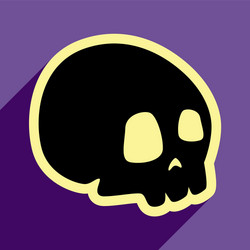 flat with shadow icon and mobile application skull vector