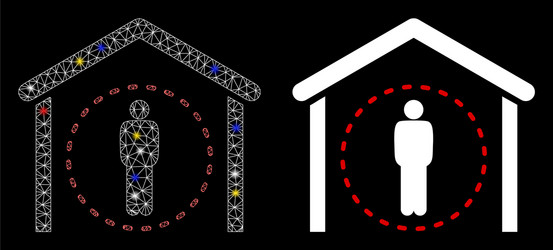 Glowing mesh network home quarantine with color vector