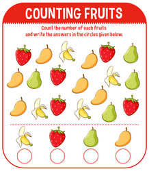 math game template with counting fruits vector image