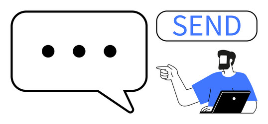 messaging concept with chat bubble send button vector image