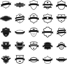 Shield badge icons set simple style vector