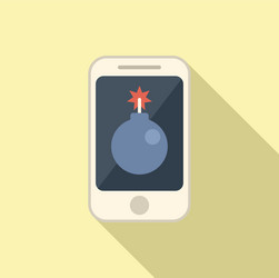 smartphone bomb icon flat computer threat vector