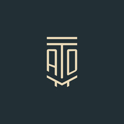 ao initial monogram with simple line art pillar vector image
