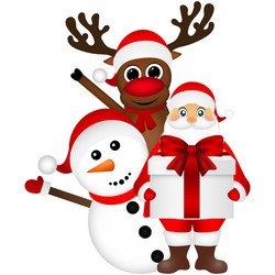 Christmas Cartoon: Santa, Snowman, Reindeer Vector Image