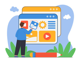 creator adding information on website flat vector image