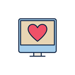 desktop computer with heart concept colored vector image