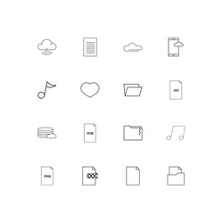 files and folders sign simple linear icons set vector image