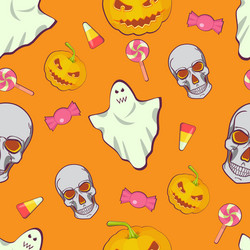 Halloween seamless bright kids cartoon pattern vector